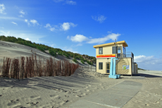 Ameland-Holland: Rettungswarte am nördlichen Strand.