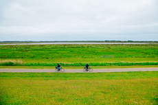 Borkum: Der Blick vom neuen Seedeich auf den Tüskendörsee.