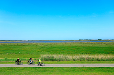 Borkum: Der Blick vom neuen Seedeich auf den Tüskendörsee.