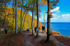 Kreidefelsen Rügen - der Hochuferweg. Hier geht es über den Hochuferweg weiter durch die Buchenwälder auf der kleinen Stubbenkammer mit der Victoria-Sicht bis zum Königsstuhl.