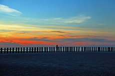 Wangerooge: Sonnenuntergang über den Weststrand.