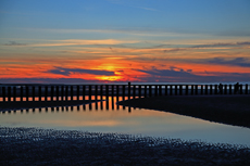 Wangerooge: Sonnenuntergang über den Weststrand.
