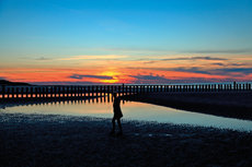 Wangerooge: Sonnenuntergang über den Weststrand.